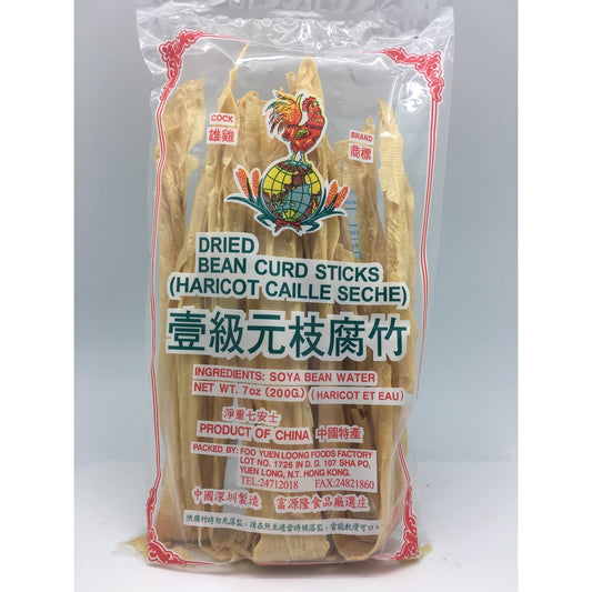 D190S Cock Brand- Dried Beancurd Sticks 200g - 40 bags / 1 CTN - New Eastland Pty Ltd - Asian food wholesalers