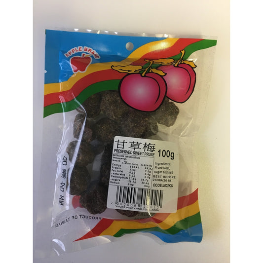 J002KS Apple brand - Preserved Sweet Prune 100g - 10 packet / 1 Bag - New Eastland Pty Ltd - Asian food wholesalers