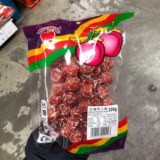 J002LM  Apple brand - Qing Ren Preserved Prune 220g - 10 packet / 1 Bag - New Eastland Pty Ltd - Asian food wholesalers