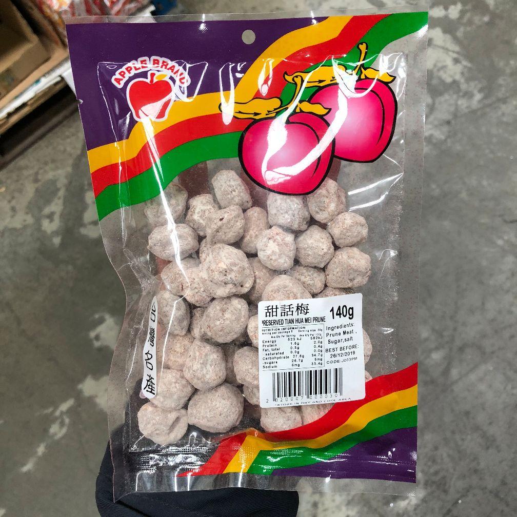 J003PM Apple brand - Preserved Tian Hua Mei Prune 140g - 10 packet / 1 Bag - New Eastland Pty Ltd - Asian food wholesalers