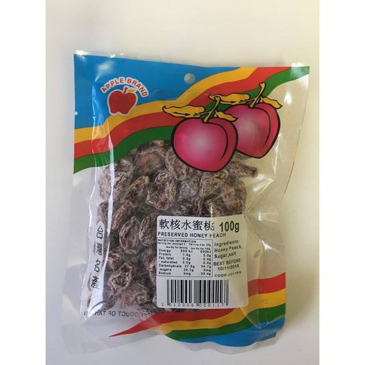J011PS Apple  brand - Preserved Honey Peach 100g - 10 packet / 1 Bag - New Eastland Pty Ltd - Asian food wholesalers