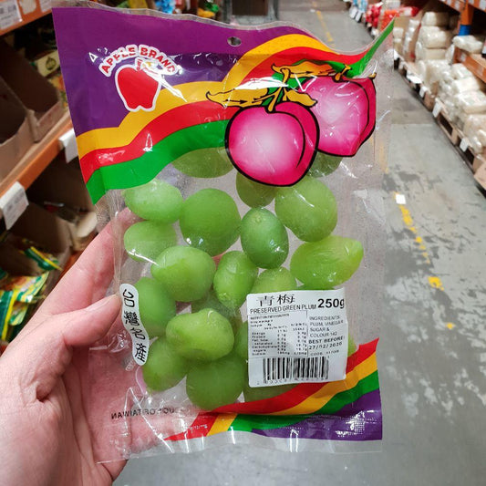 J017GM Apple brand - Preserved Green Plum 250g - 10 packet / 1 Bag - New Eastland Pty Ltd - Asian food wholesalers