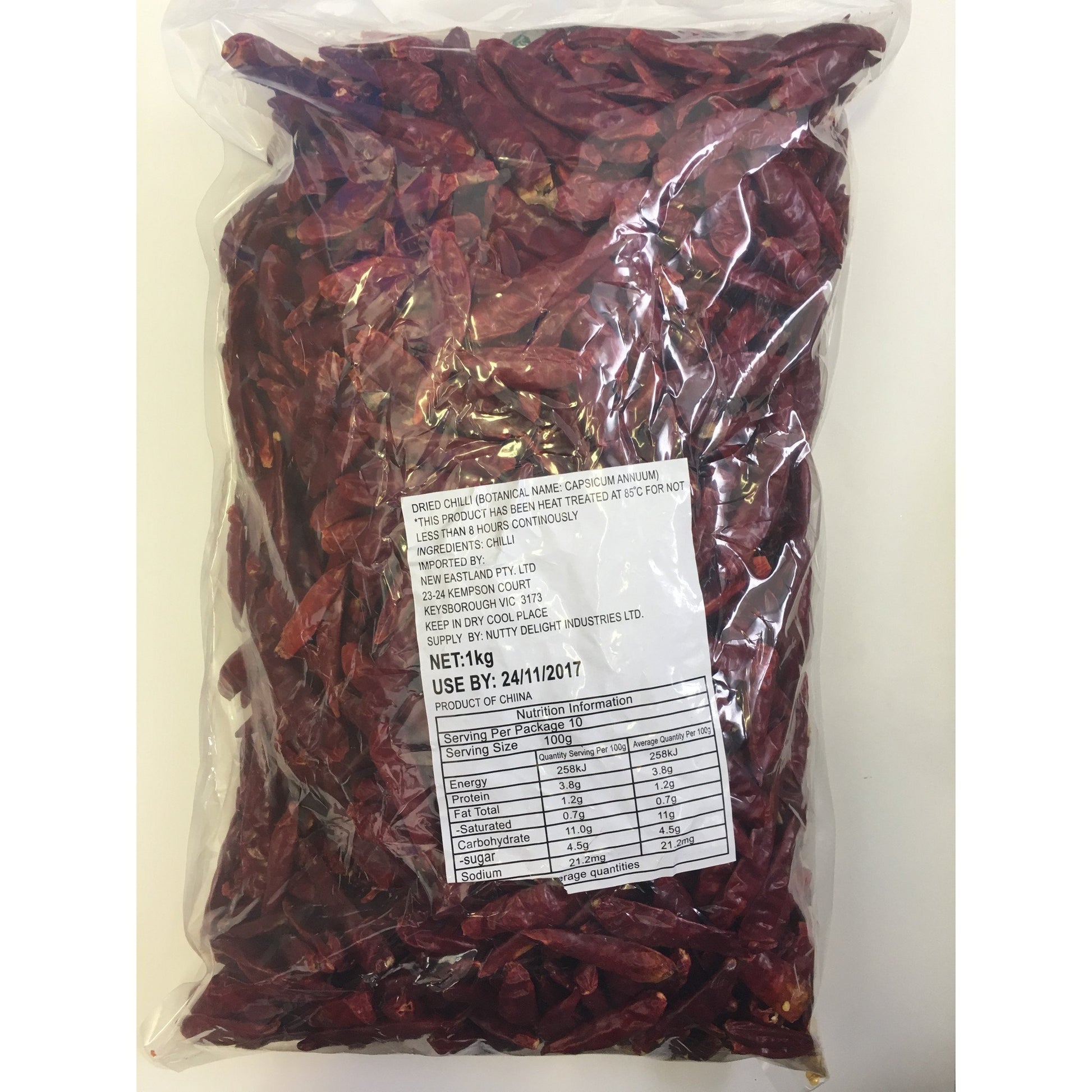 D157C New Eastland Brand - Dried Red Chilli 1kg - 12 bags / 1CTN - New Eastland Pty Ltd - Asian food wholesalers